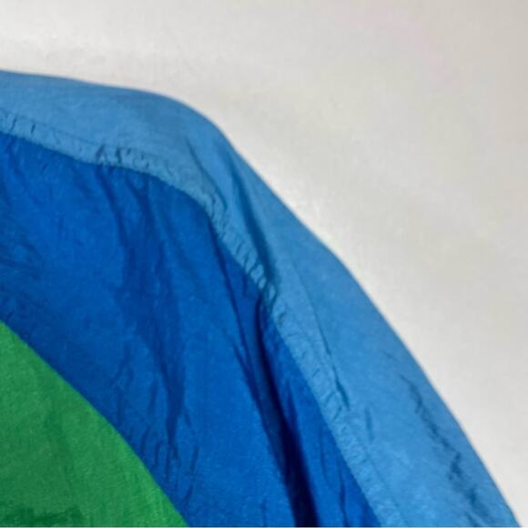 Vintage Athletic Warm Up Jacket White Blue Green - Picture 6 of 7